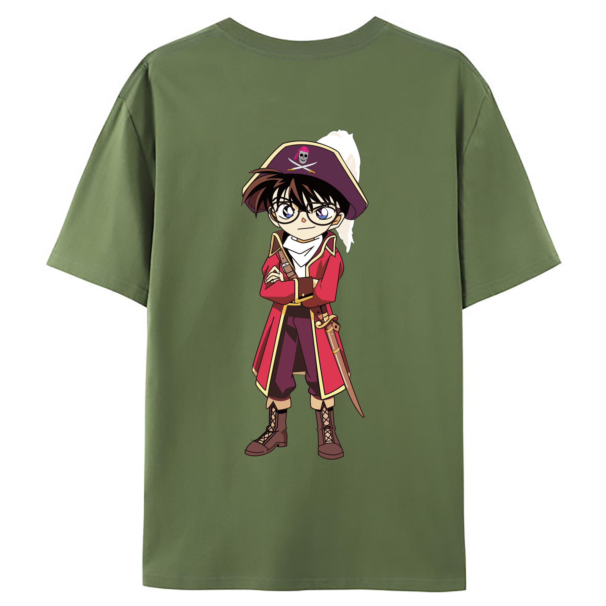 （画像用） 名探偵コナン 江戸川 コナン Detective Conan Conan Edogawa 綿100％ メンズ半袖Tシャツ（バックプリント） 通気性